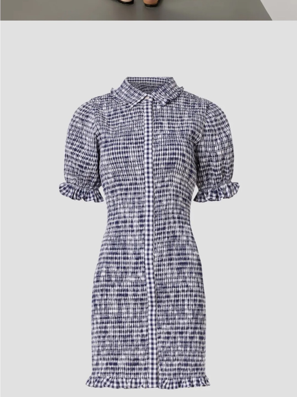 Jason Wu x RTR Gingham-Textured Navy and White Short Sleeve Dress - Picture 8 of 14